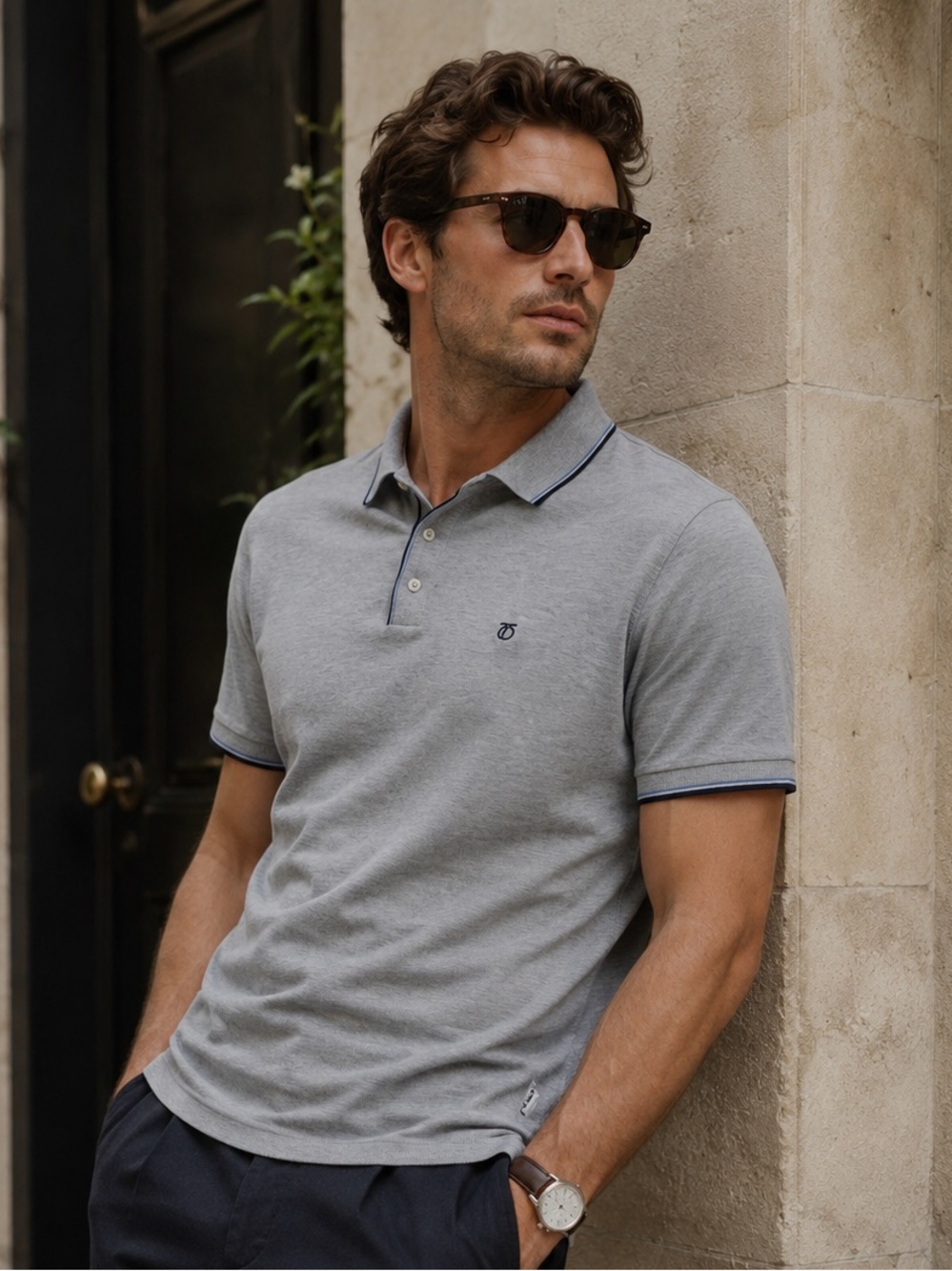 Peter Werth Men’s Polo Shirt London Clothing Brand Gray Cotton Short Sleeve M